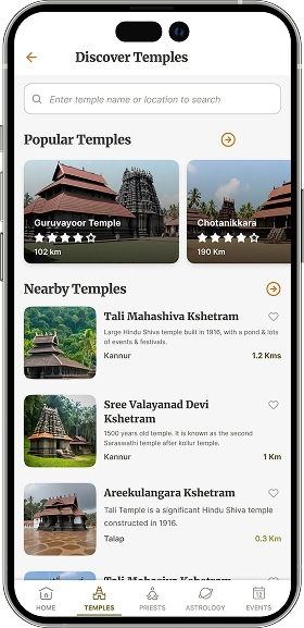 Discover temple screen design for temple connect app